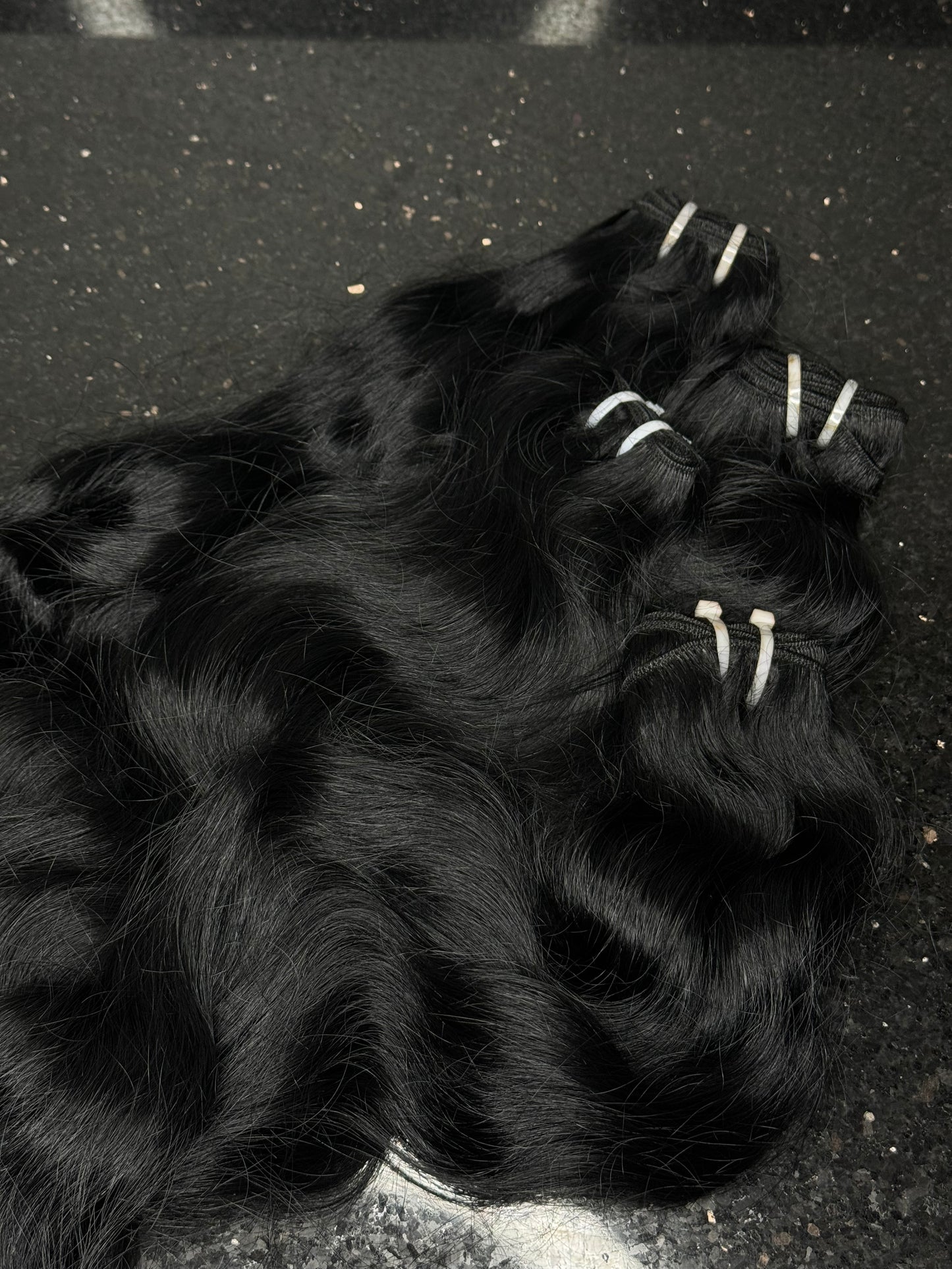 Jet Black Indian wavy Hair extensions— (VIRGIN HAIR) (4)