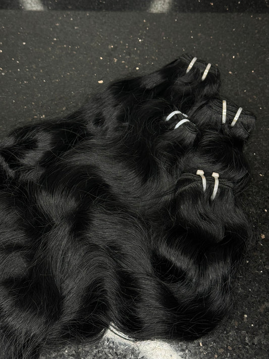 Jet Black Indian wavy Hair extensions— (VIRGIN HAIR) (4)